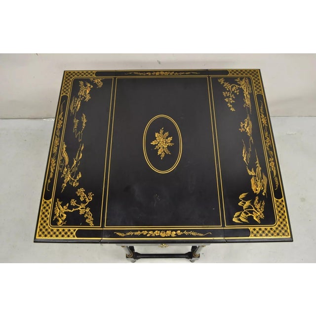 Mid 20th Century Drexel Et Cetera Asian Chinoiserie Black Lacquer Small Gateleg Side Table For Sale In Philadelphia - Image 6 of 12