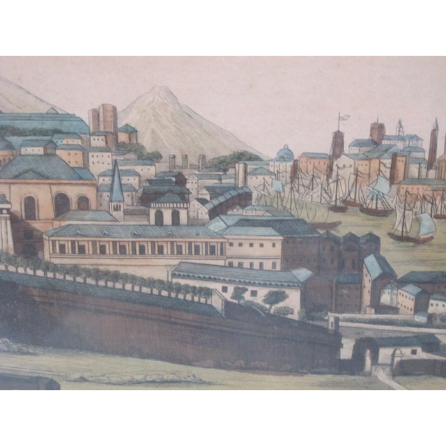 Sailboats by waterfront village antique Optica print Framed measures 20.75" x 14.75" x .5" Print measures 16" x 10".