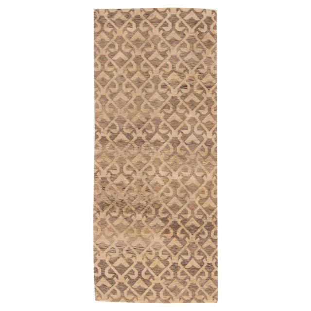 Modern Wool Runner with Geometric Lattice Design by Doris Leslie Blau For Sale