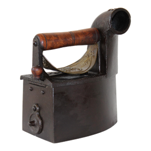 Antique Cast Iron Charcoal Box Iron With Wooden Handle | Early 20th Century