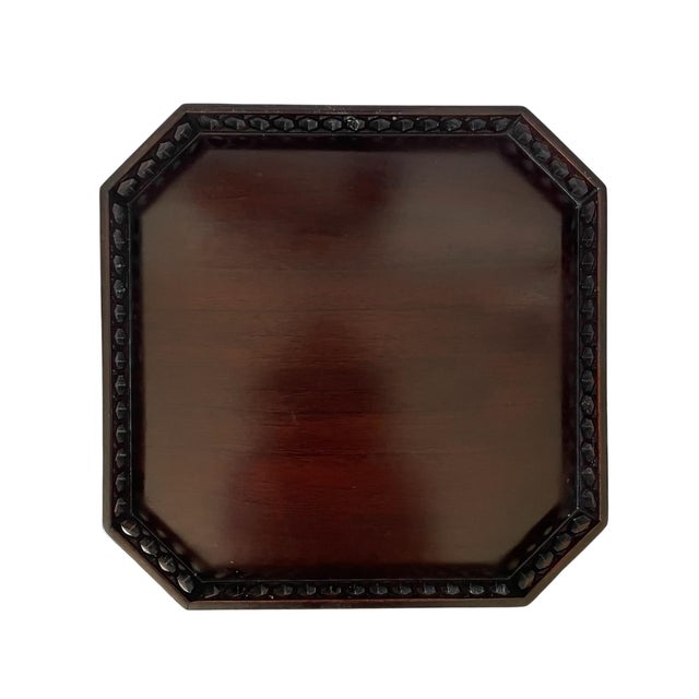 1980s Vintage Chippendale-Style Fretwork Octagonal Mahogany Serving or Drinks Tray 11.5” For Sale - Image 5 of 7