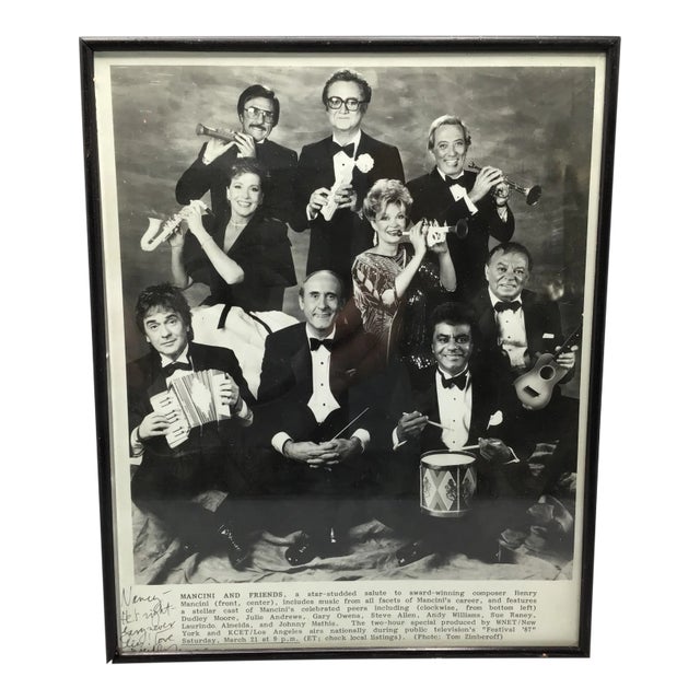 “Friends of Mancini” Signed Photograph by Dudley Moore Tribute to Henry Mancini 1987 For Sale