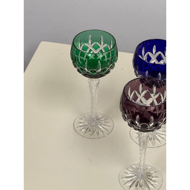 Glass Ajka Crystal Marsala Hand-Cut Wine Glasses, Set of Four For Sale - Image 7 of 12