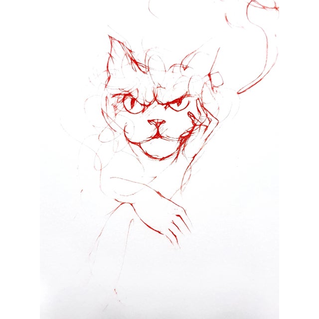 Early 21st Century Leonor Fini - Red Cats - Original Etching 1985 For Sale - Image 5 of 10