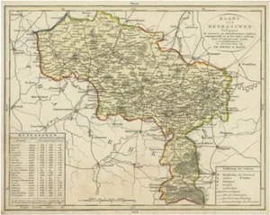 Antique Map of the Region of Henegouwen by Veelwaard, 1840
