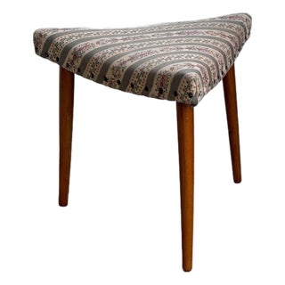 Vintage Danish Mid Century Modern Teak Corner Ottoman Stool For Sale