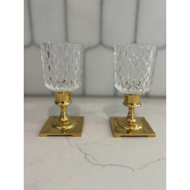 Traditional Late 20th Century Brass Candlestick Votives - A Pair For Sale - Image 3 of 10