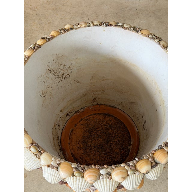 Vintage Hand-Applied Coastal Seashell Encrusted Resin Planter For Sale - Image 9 of 12