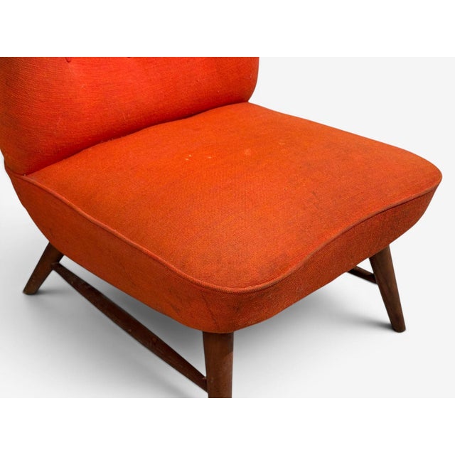 Red Elias Svendberg, Rare Easy Chair, Wood, Red Fabric, Sweden, 1940s For Sale - Image 8 of 12
