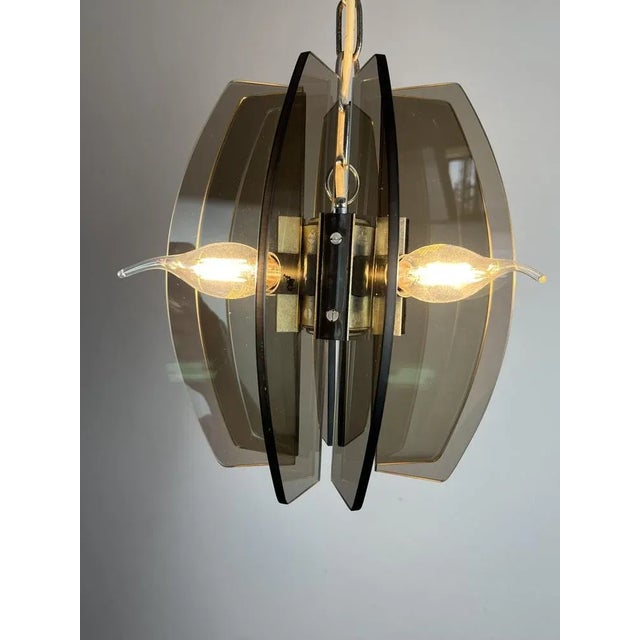 Gray Murano Glass Pendant Light from Veca, Italy, 1970s For Sale - Image 8 of 12