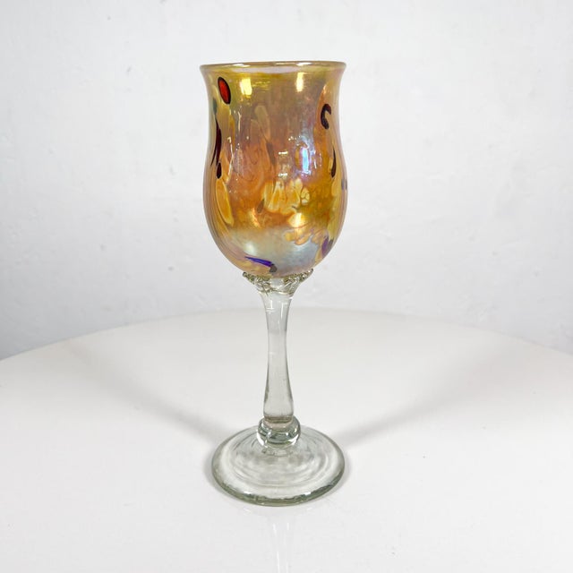 Aaron Slater Studio Design Art Glass Sculptural Stem Wine Goblet For Sale - Image 9 of 9