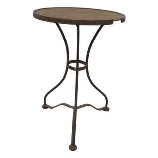 French Antique Rustic Wrought Iron Bistro Round Table For Sale