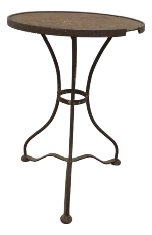 French Antique Rustic Wrought Iron Bistro Round Table