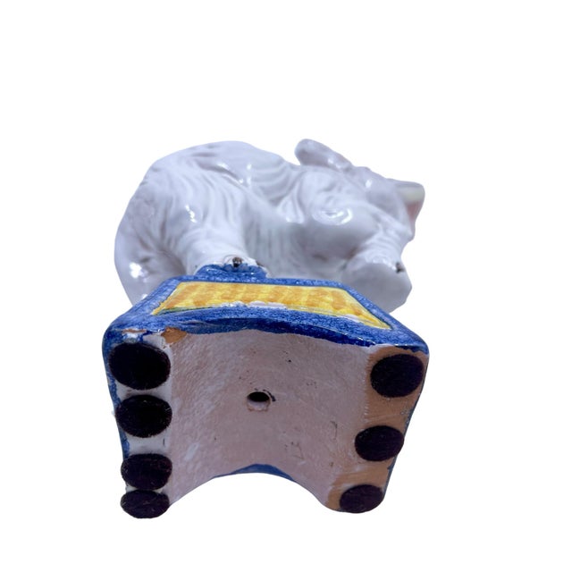 White Vintage Italian Terracotta White Elephant Statue For Sale - Image 8 of 8