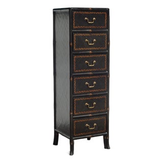 Vintage Black Tall Chest of Drawers Chinese Ebonized Lingerie Dresser For Sale
