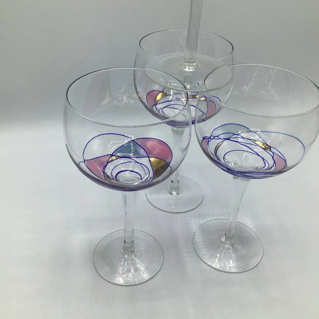 Romanian Cristiro Mosaic Pattern Wine Glasses Hand Blown - Set of 4 For Sale - Image 11 of 13