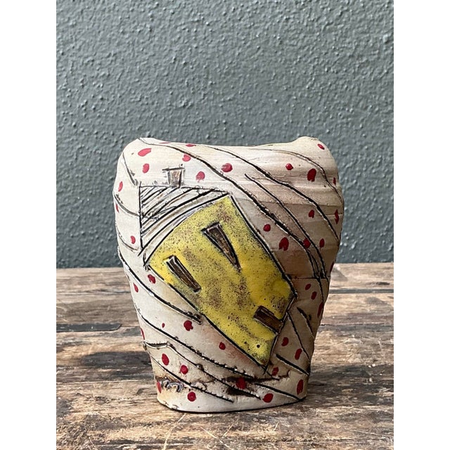 Ceramic Vintage Original Studio Pottery Lightning Bolt Vase For Sale - Image 7 of 12