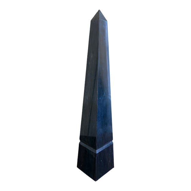 Neoclassical Grand Tour Solid Marble Black Obelisk For Sale