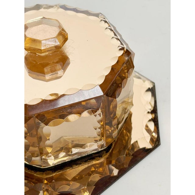 Art Deco Pink-Tinted Glass Box with Saucer, France, 1940s For Sale - Image 11 of 12
