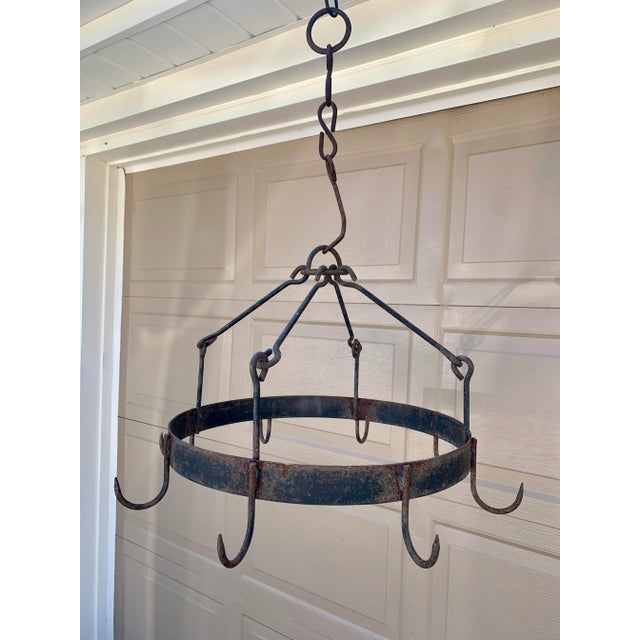 Farmhouse Early 19th Century Handwrought Iron Game Rack or Hanging Pot Rack For Sale - Image 3 of 13