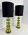 Italian Green Emerald Murano Glass Discs and Brass Lamps with Black Lampshades, 2000s, Set of 2 For Sale - Image 12 of 15