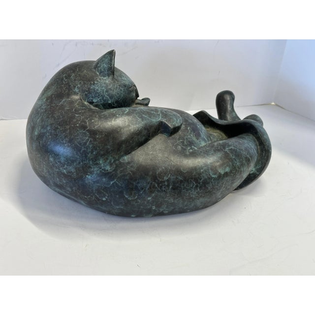 Barbara Beretich “Tanko” Bronze Cat Sculpture 1996 For Sale - Image 11 of 12