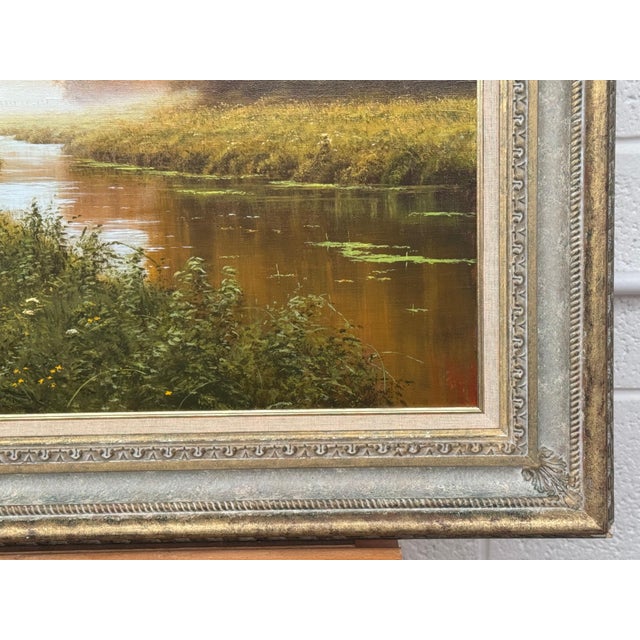 Late 20th Century River Landscape Scene with Horses in the English Countryside by David Morgan For Sale - Image 9 of 13