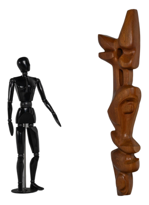 Abstract Modern Totem Wall Sculpture in Teak, 1960