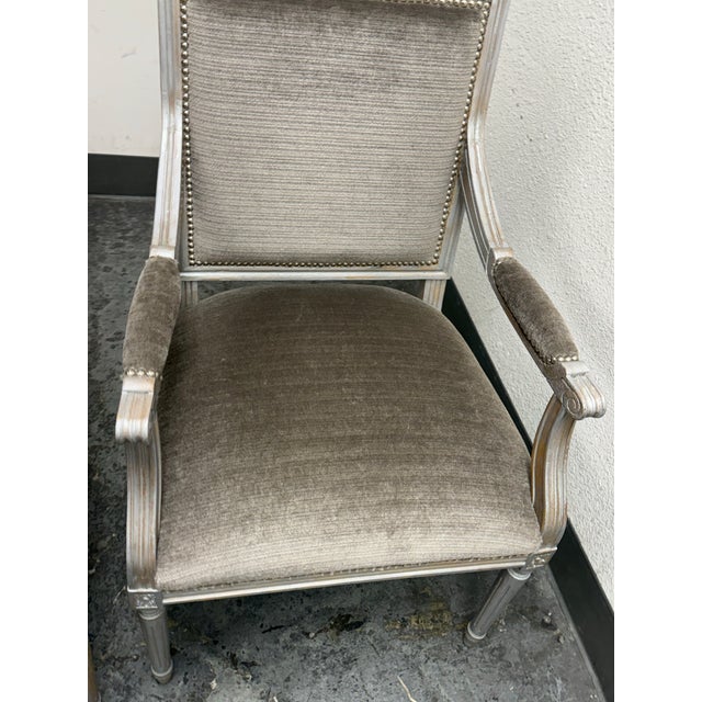 Vintage Louis XVI–Style Square Back Armchairs, Pair For Sale - Image 4 of 12