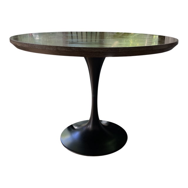 Crate & Barrel Bronze and Dark Walnut Bistro Table Chairish