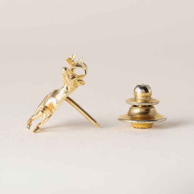 Vintage 14k Gold Diamond Deer Brooch Pin For Sale - Image 4 of 5