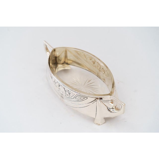 Art Nouveau Fruit Bowl in Brass, Silver and Original Glass, 1908 For Sale - Image 3 of 12