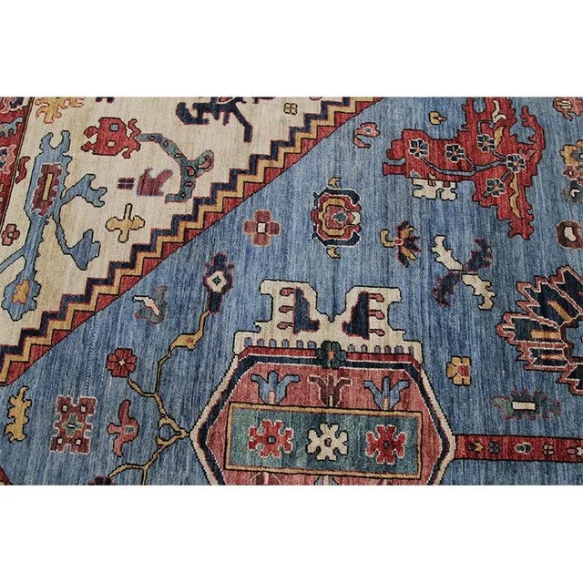 Handwoven Blue/Navy Serapi Style Rug 10'1" X 13'10" For Sale - Image 9 of 10