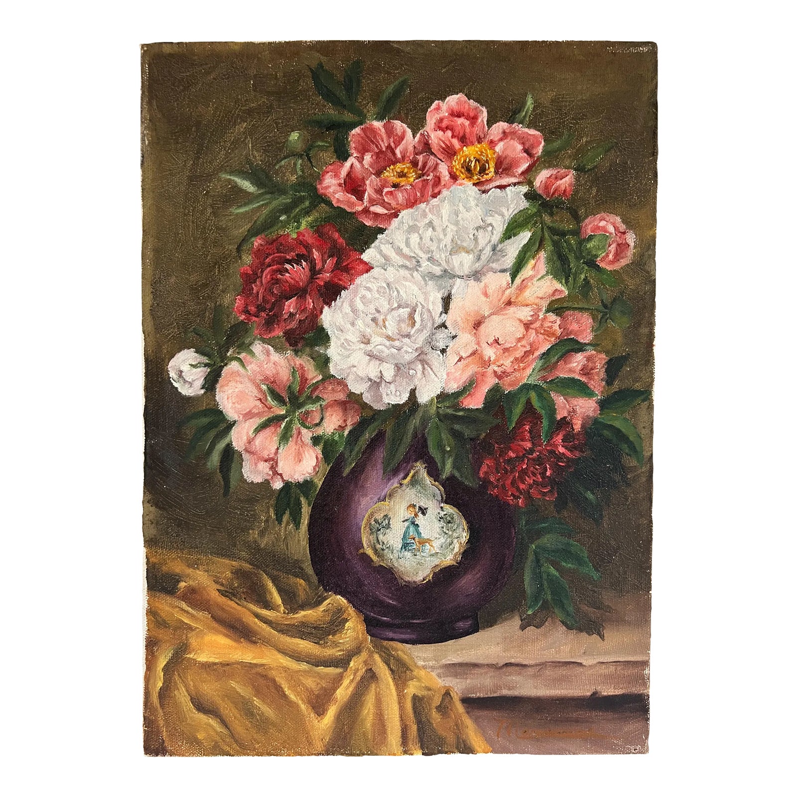Vintage Impressionist Floral Still Life Oil Painting on Canvas | Chairish