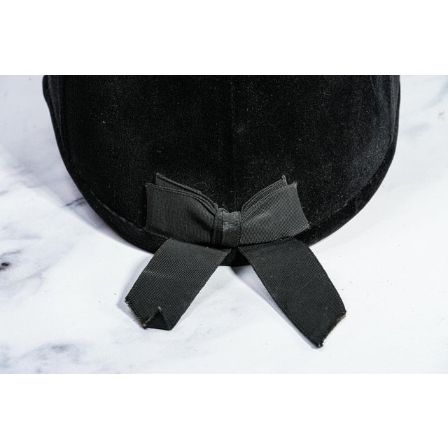 Textile English Vintage Black Velvet Horse Riding Helmet Equestrian Decorative Home Decor Prop For Sale - Image 7 of 11