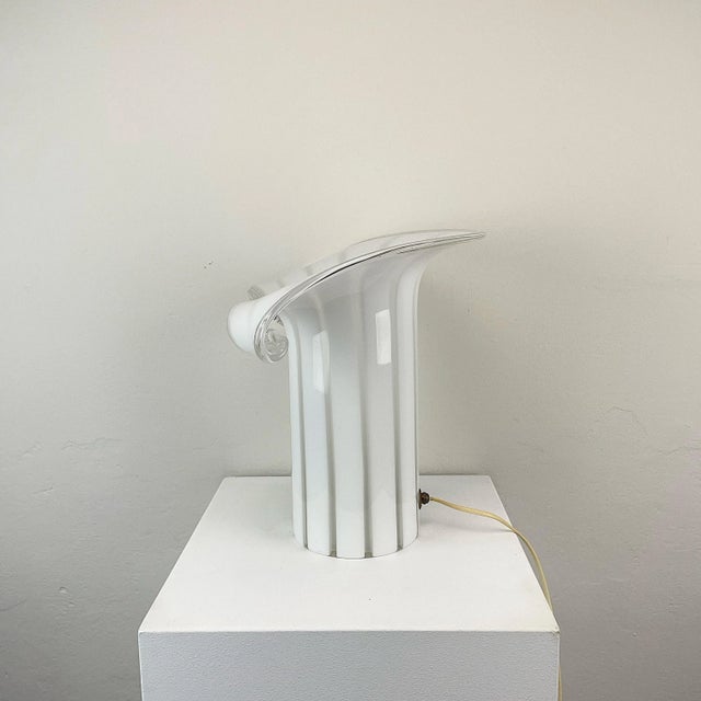 White Large Murano Glass Lamp, 1980s For Sale - Image 8 of 15