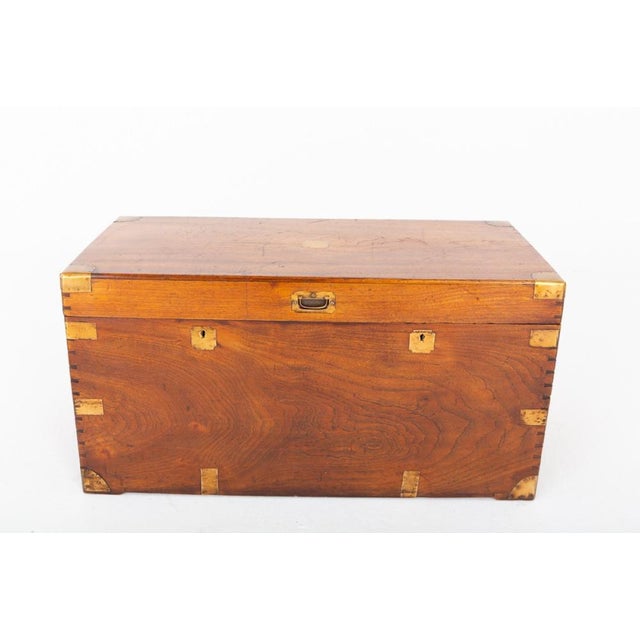 19th Century Antique Campaign Trunk Camphor Wood Military Chest, 1880 For Sale - Image 5 of 6