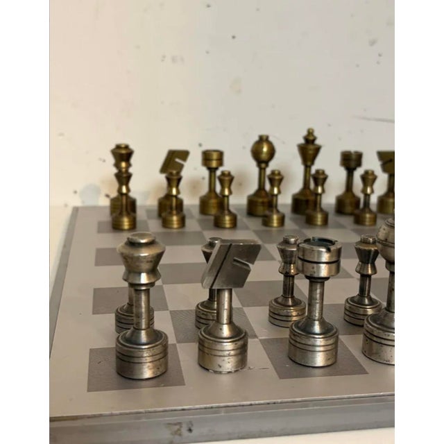 Steel and Brass Chess Set from Italfama, 1970, Set of 33 For Sale - Image 4 of 9