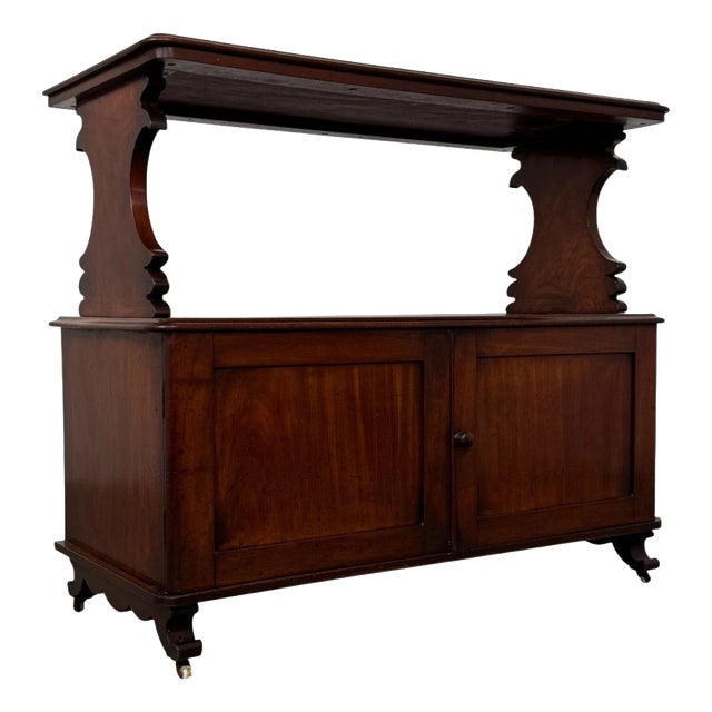 19th Century Antique English Mahogany Cupboard with Cabriole Legs For Sale