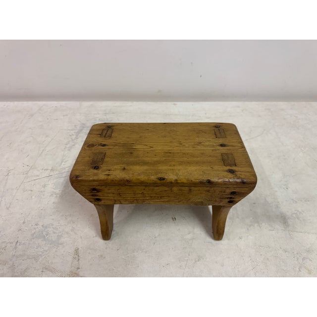 Small Primitive Rustic Pine Stool, 1890s For Sale - Image 4 of 12