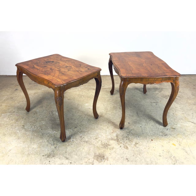 Early 20th Century Italian Walnut / Olive Burl Wood Side Tables For Sale - Image 4 of 12