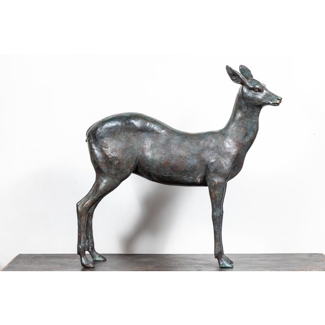 1940s Large, Cast Bronze Doe, circa 1940 For Sale - Image 5 of 9