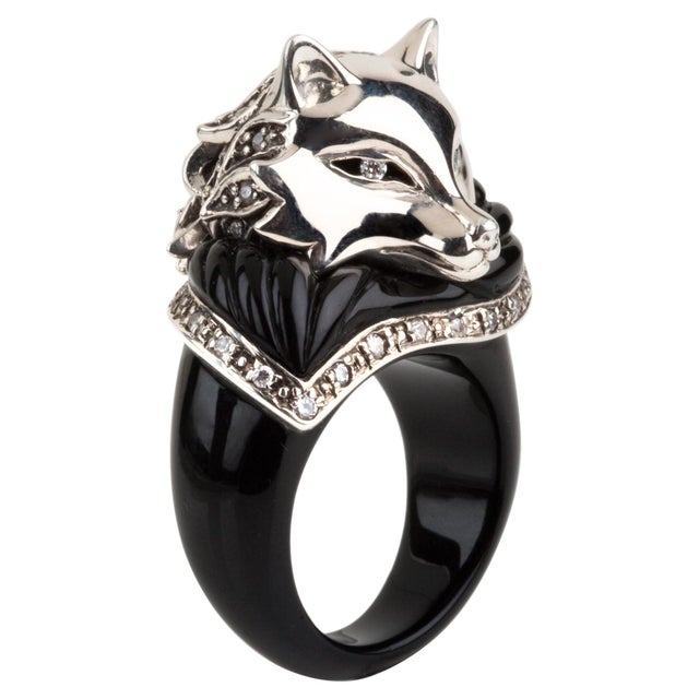 Miriam Salat Fox Limited Edition, Sterling Silver & White Topaz Ring For Sale - Image 15 of 18