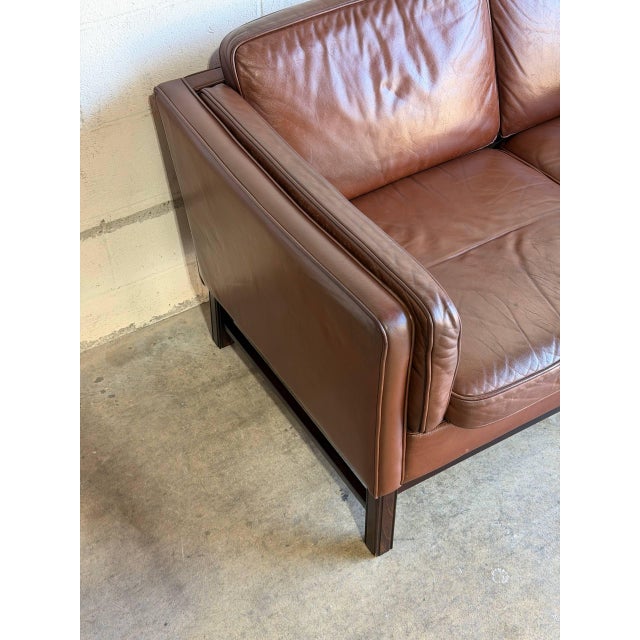Brown Damgaardens Møbler Brown Leather Loveseat Danish Mid-Century Modern 1970s For Sale - Image 8 of 13