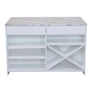 Cb2 White Marble Kitchen Island For Sale