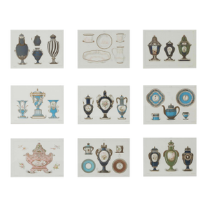 Set of 9 Antique Edouard Garnier Engraving Prints of Sevres Porcelain