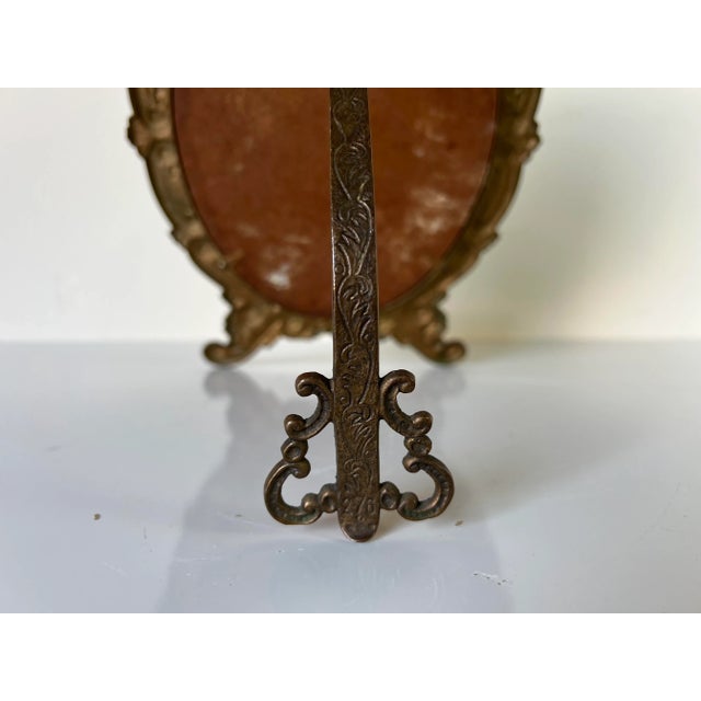 Vintage Ornate Brass Vanity Mirror For Sale - Image 9 of 13