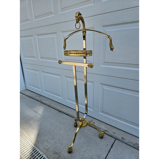 Italian Brass and Chrome Ram's Head Valet -in the Style of Maison Jansen For Sale - Image 6 of 16