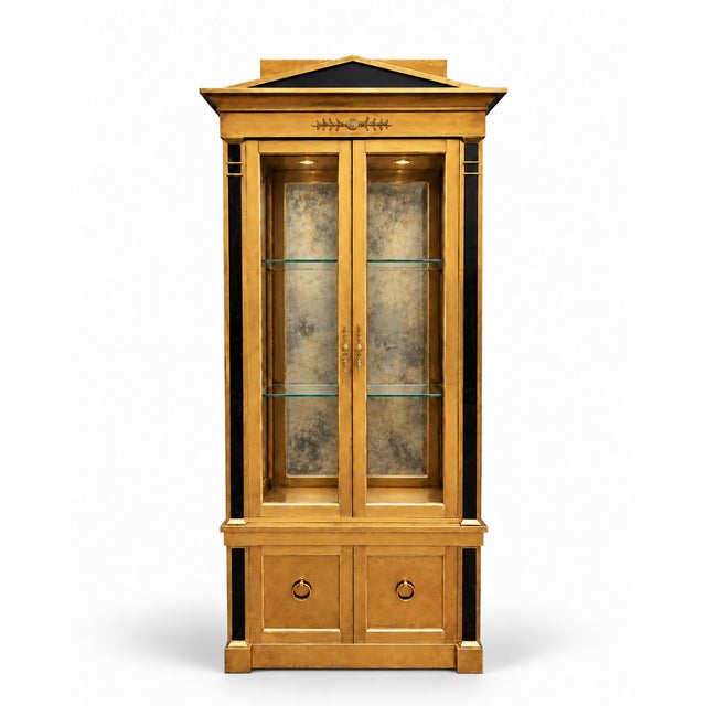 Brass Attributed to Mastercraft Neoclassical Brass & Glass Illuminated Display Cabinet For Sale - Image 8 of 17