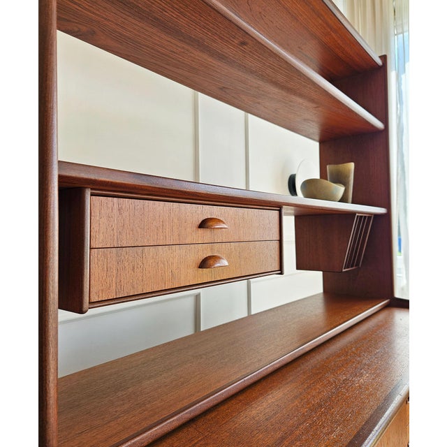 Mid-Century Teak Bookcase with Pull-Out Writing Desk, 1960s For Sale - Image 10 of 18